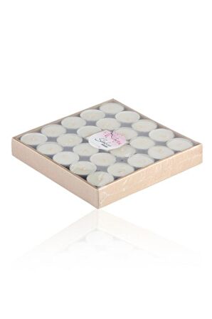 25'Li Tealigt Yuvarlak Beyaz Mum 