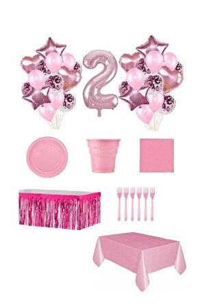 Pembe Renk 2 Yaş Doğum Günü Seti
