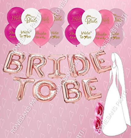 Bride To Be Rose Gold Balon Set Bekarlığa Veda Partisi Set-13