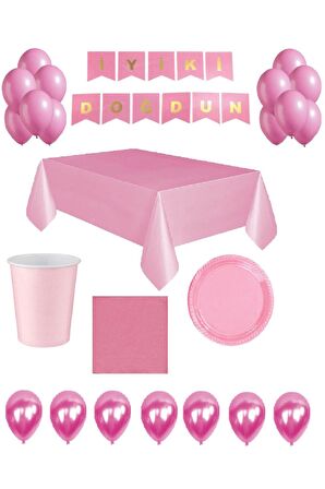 Pembe Temalı Doğum Günü Parti Seti 16 Kişilik