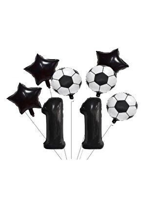 Yıldız Rakam Futbol Topu Desenli Folyo Balon Seti Yaş 11