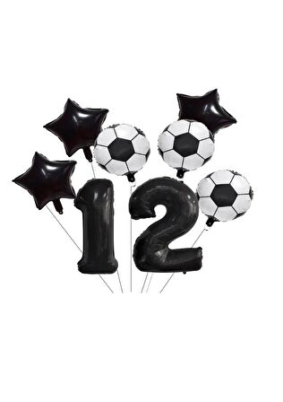 Yıldız Rakam Futbol Topu Desenli Folyo Balon Seti Yaş 12
