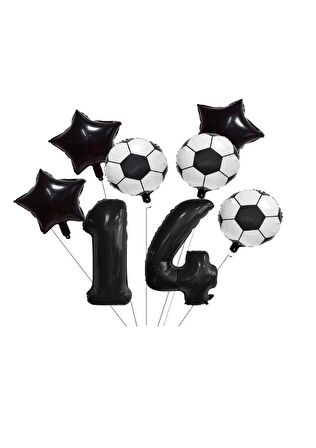 Yıldız Rakam Futbol Topu Desenli Folyo Balon Seti Yaş 14