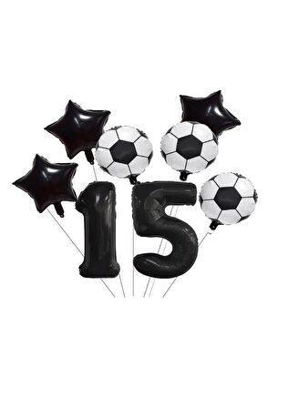 Yıldız Rakam Futbol Topu Desenli Folyo Balon Seti Yaş 15