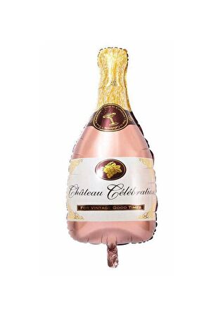 Yılbaşı Pembe Renk Şampanya Folyo Balon 45x86 cm