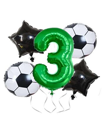 Yeşil Rakam Futbol Temalı Balon Seti Yaş 3