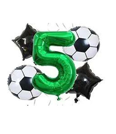 Yeşil Rakam Futbol Temalı Balon Seti Yaş 5