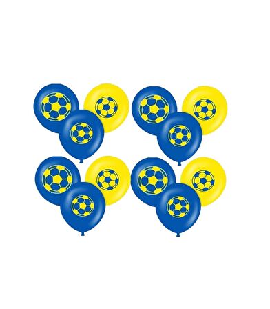 Sarı Lacivert Taraftar Baskılı Latex Balon 10 Adet