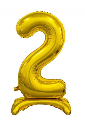 2 Gold Renk Ayaklı Rakam Folyo Balon 76 cm