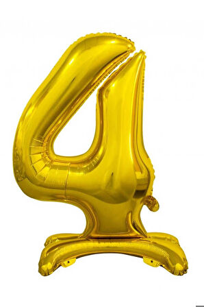 4 Gold Renk Ayaklı Rakam Folyo Balon 76 cm