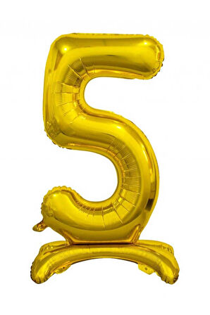 5 Gold Renk Ayaklı Rakam Folyo Balon 76 cm