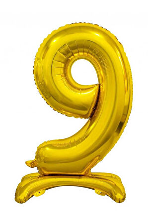 9 Gold Renk Ayaklı Rakam Folyo Balon 76 cm