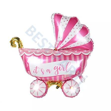 Bebek Arabası Folyo Balon Pembe 65x55