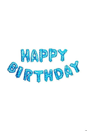 Happy Bırthday Mavi Puanlı Folyo Balon Seti