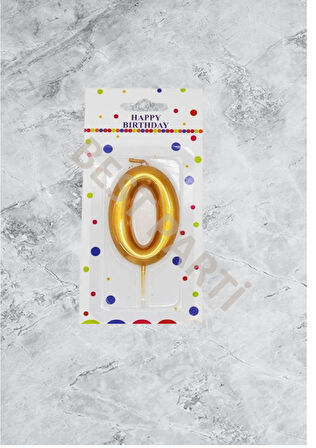 0 Rakamı Gold Renk Duğum Günü Pasta Mumu
