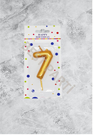 7 Rakamı Gold Renk Duğum Günü Pasta Mumu
