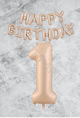 Kum Beji Happy Bırthday Rakam Folyo Balon Seti 1 Yaş