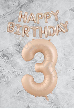 Kum Beji Happy Bırthday Rakam Folyo Balon Seti 3 Yaş
