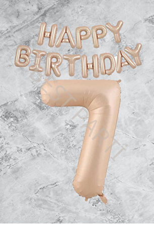 Kum Beji Happy Bırthday Rakam Folyo Balon Seti 7 Yaş