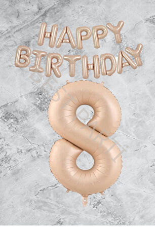 Kum Beji Happy Bırthday Rakam Folyo Balon Seti 8 Yaş