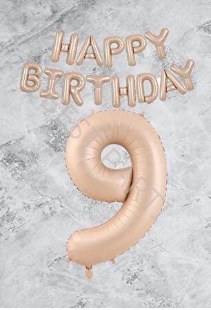 Kum Beji Happy Bırthday Rakam Folyo Balon Seti 9 Yaş