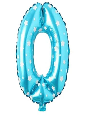 Puanlı Mavi Renk Rakam Folyo Balon 36 cm Yaş 0