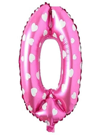 Puanlı Pembe Renk Rakam Folyo Balon 36 cm Yaş 0