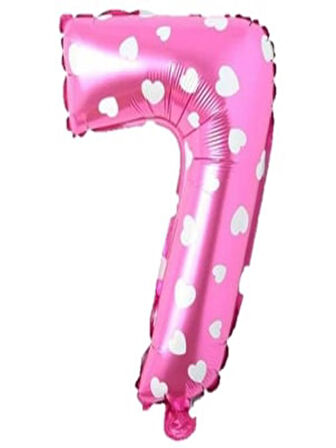 Puanlı Pembe Renk Rakam Folyo Balon 36 cm Yaş 7