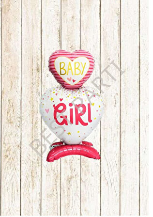 Ayaklı Pembe Baby Girl Folyo Balon