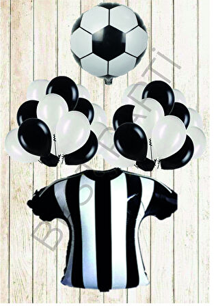 Taraftar Siyah Beyaz Balon Seti 
