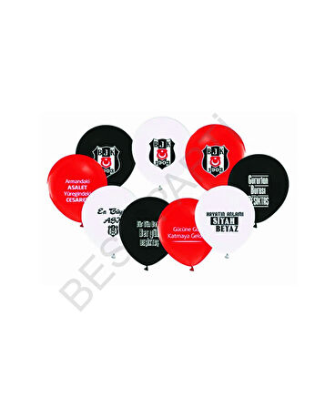 Siyah Beyaz Beşiktaş Baskılı Balon 5 Adet