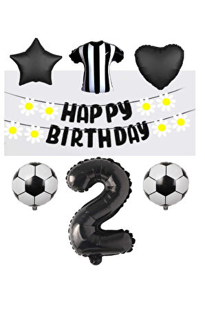 Best Siyah Beyaz Taraftar Folyo Balon ve Eva Banner Seti Yaş 2