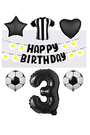 Best Siyah Beyaz Taraftar Folyo Balon ve Eva Banner Seti Yaş 3