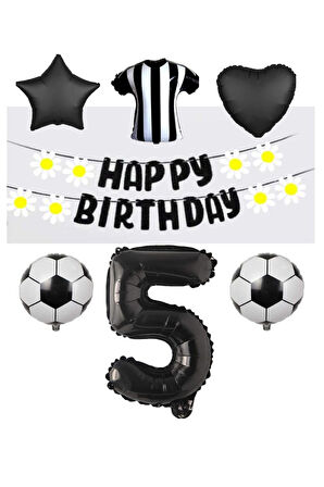 Best Siyah Beyaz Taraftar Folyo Balon ve Eva Banner Seti Yaş 5