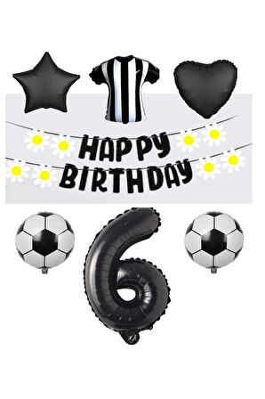 Best Siyah Beyaz Taraftar Folyo Balon ve Eva Banner Seti Yaş 6