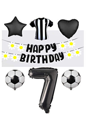 Best Siyah Beyaz Taraftar Folyo Balon ve Eva Banner Seti Yaş 7