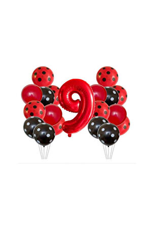 Best Kırmızı Rakam ve Puanlı Baskılı Pastel Balon Seti Yaş 9