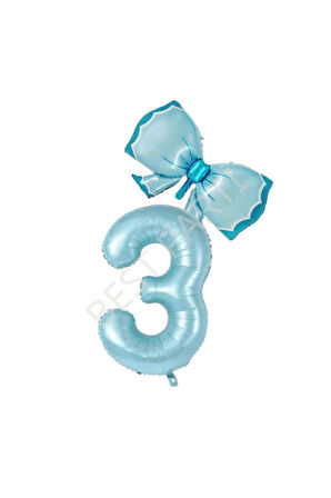 Best Mavi Rakam Fiyonk Folyo Balon Seti Yaş 3