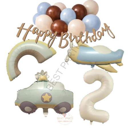 Happy Bırthday Yazılı Retro Renkler Doğum Günü Balon Seti Yaş-2