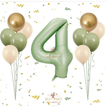 Best Su Yeşil Rakam Balon Seti Yaş-4