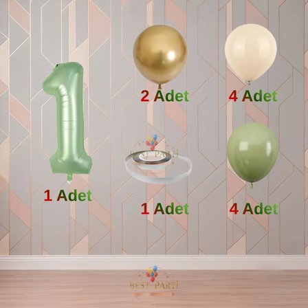 Best Su Yeşil Rakam Balon Seti Yaş-5
