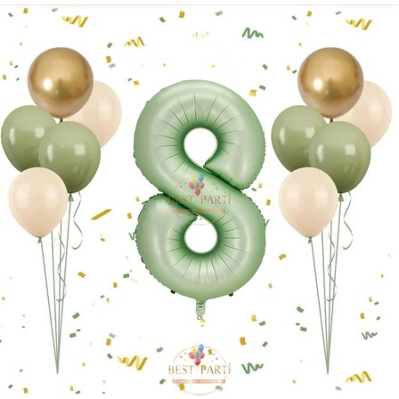 Best Su Yeşil Rakam Balon Seti Yaş-8