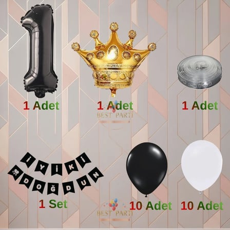 Best Siyah-Beyaz Renk Temalı Doğum Günü Parti Seti Yaş-2