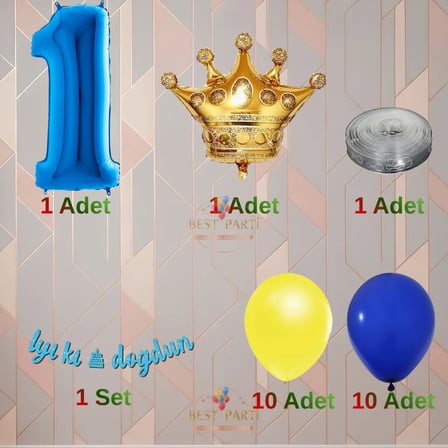 Best Sarı-Lacivert Renk Temalı Doğum Günü Parti Seti Yaş-1