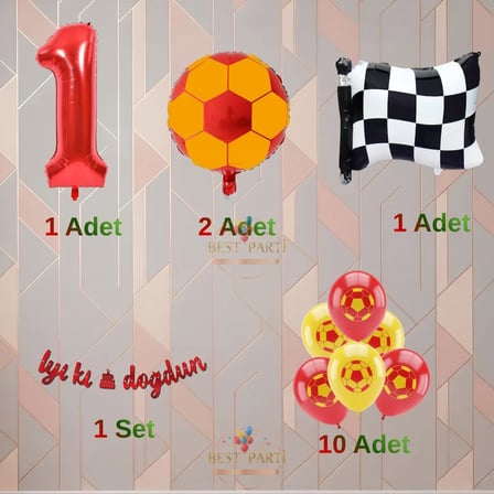 Best Sarı-Kırmızı Futbol TaraftarTemalı  Doğum Günü Parti Seti Yaş-3