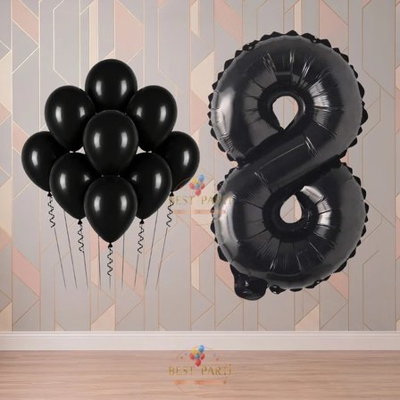 Best 8 Yaş Siyah Temalı Doğum Günü Parti Seti