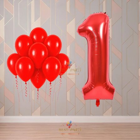 Best 1 Yaş Kırmızı Temalı Doğum Günü Parti Seti