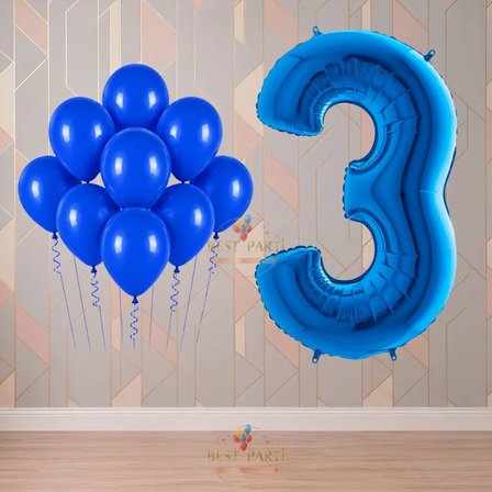 Best 3 Yaş Mavi Temalı Doğum Günü Parti Seti