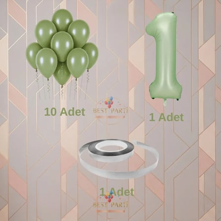 Best 1 Yaş Yeşil Temalı Doğum Günü Parti Seti