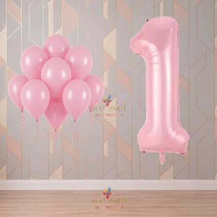 Best 1 Yaş Pembe Temalı Doğum Günü Parti Seti
